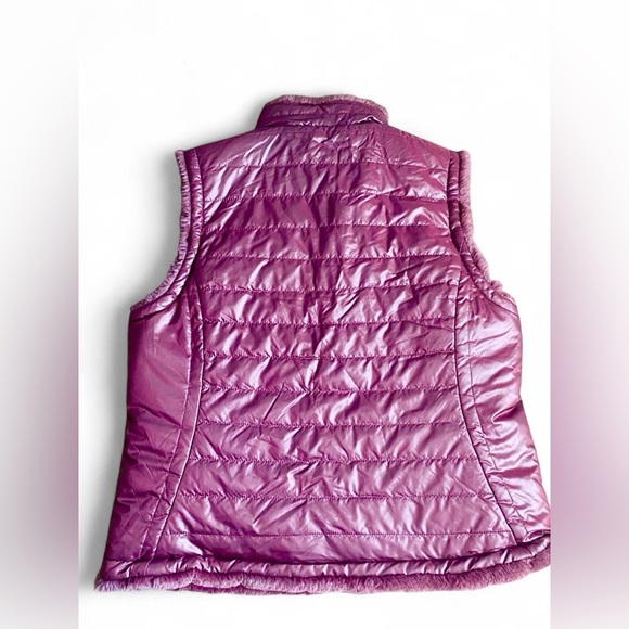 Nicole Miller Reversible Faux Fur Puffer Vest Wine XL Purple Burgundy, Mob Wife - Picture 6 of 9